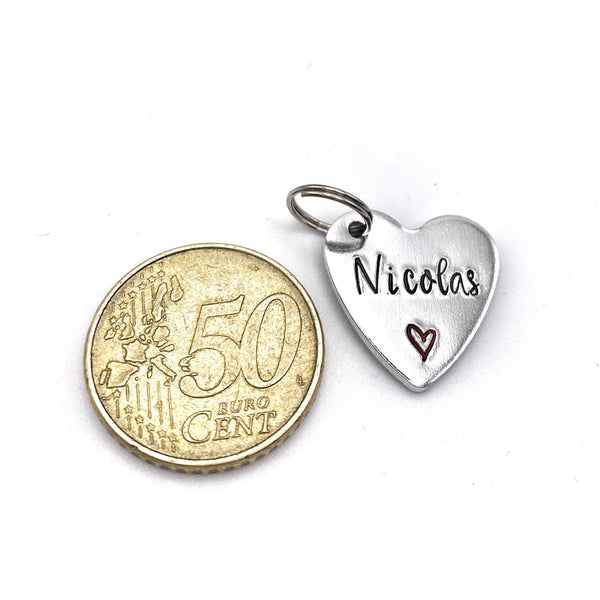 Médaille avec Nom, Coeur avec Prénom, Breloque Prénom, Breloque Personnalisée, Breloque pour Porte Clé