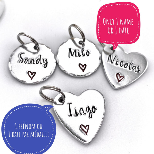 Personalized Name Disc, Small Heart with Name, Engraved Name Disc, Name Charm, Custom Name Tag