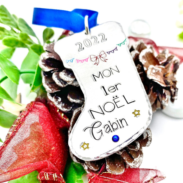Boule de Noël Personnalisée avec Prénom, Déco de Noël Personnalisée, Mon Premier Noël, Décoration Boule de Neige, Décoration Bas de Noël