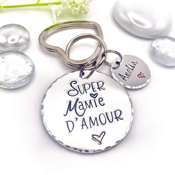 French Grandma Keychain, Gift for Mamie
