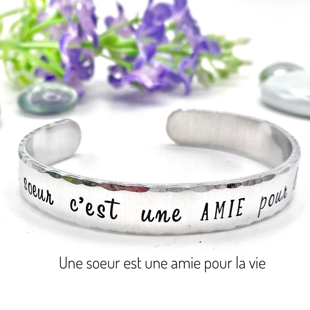 Cadeau Noël Soeur, Bracelet Gravé, Jonc Gravé Soeur, Jonc Argent Soeur