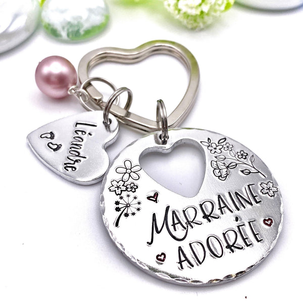 Demande Marraine, Porte-Clé Marraine Adorée, Cadeau Baptême Marraine, Marraine en Or, Bijoux Marraine