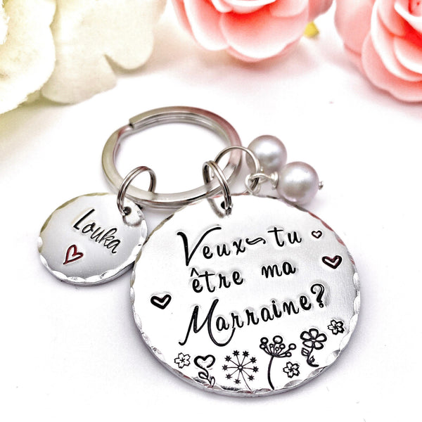 Porte Clé Marraine, Veux-tu être ma Marraine?, Cadeau Demande Marraine