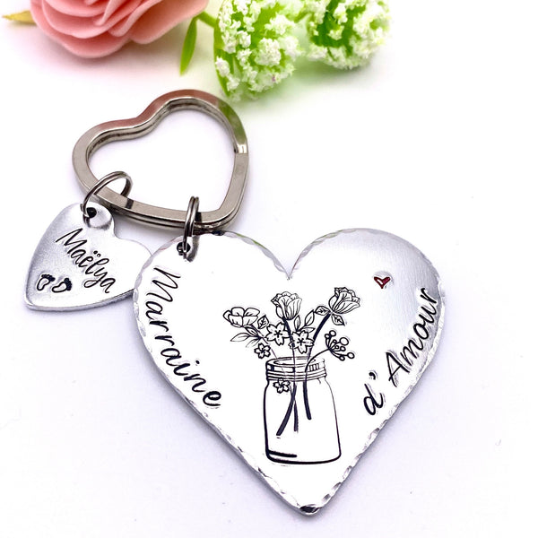 Cadeau Marraine, Porte Clé Personnalisé Marraine, Idée Cadeau Baptême