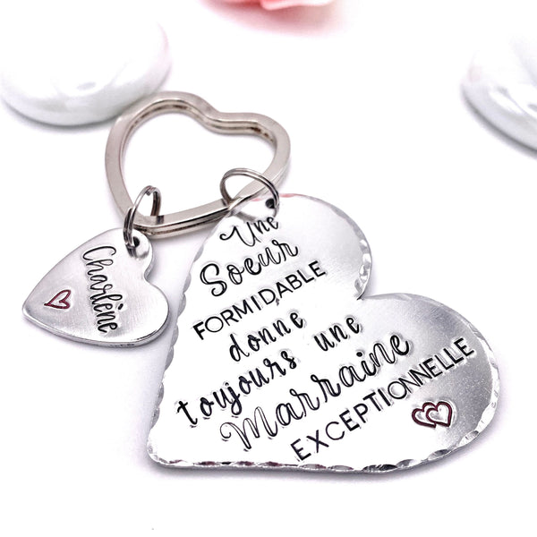 Cadeau Marraine Soeur - Porte clef Marraine - Annonce Marraine