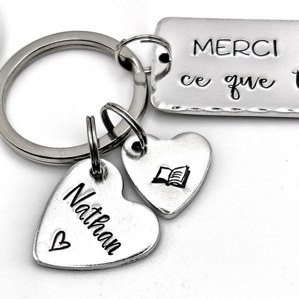 Cadeau Fin de l'Ecole, Porte Clé Maîtresse, Cadeau Maîtresse, Porte Clé Enfant Maîtresse, Merci Professeur