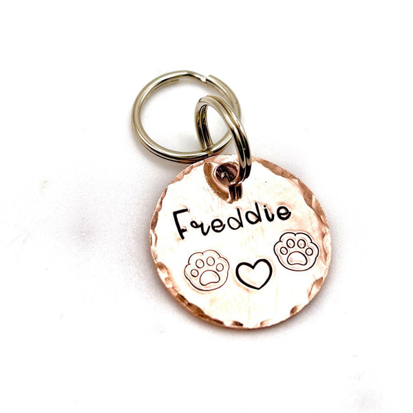 Médaille Ronde Personnalisée pour Chat – Gravée à la main - Pendentif Collier Chat, Étiquette Nom et Numéro