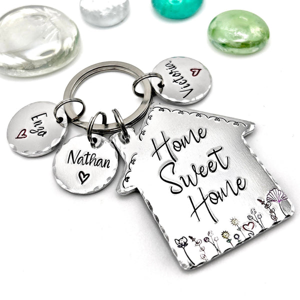 Porte Clé Gravé Home Sweet Home, Porté Clé Nouvelle Maison, Porte Clé Personnalisé, Idée Cadeau Déménagement 