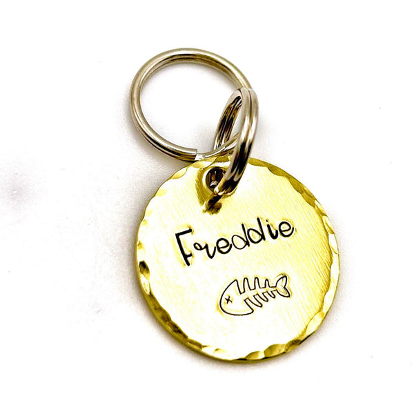 Médaille Ronde Personnalisée pour Chat – Gravée à la main - Pendentif Collier Chat, Étiquette Nom et Numéro