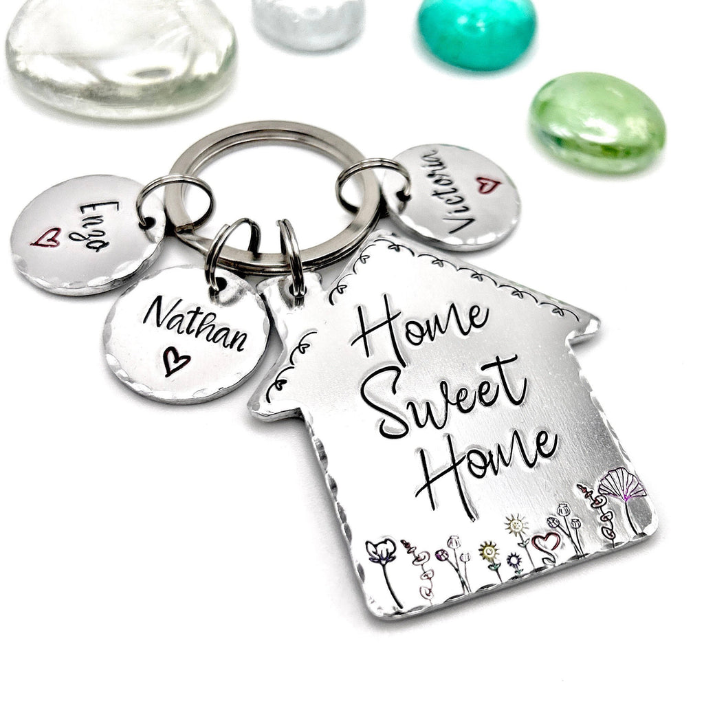 Porte Clé Gravé Home Sweet Home, Porté Clé Nouvelle Maison, Porte Clé Personnalisé, Idée Cadeau Déménagement 