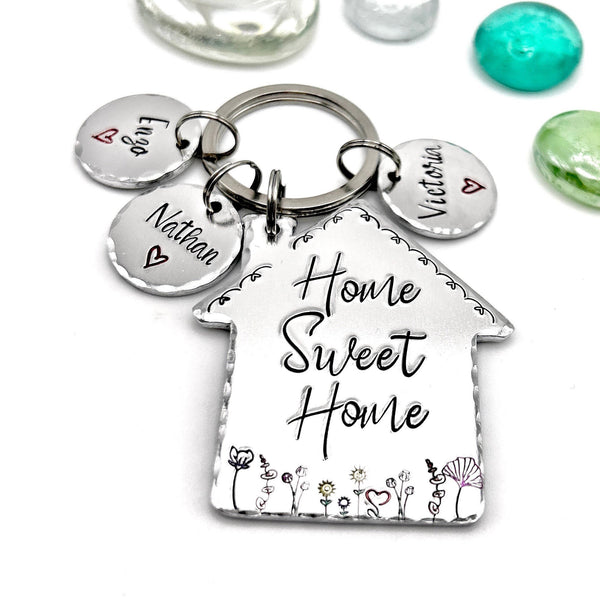 Porte Clé Gravé Home Sweet Home, Porté Clé Nouvelle Maison, Porte Clé Personnalisé, Idée Cadeau Déménagement 