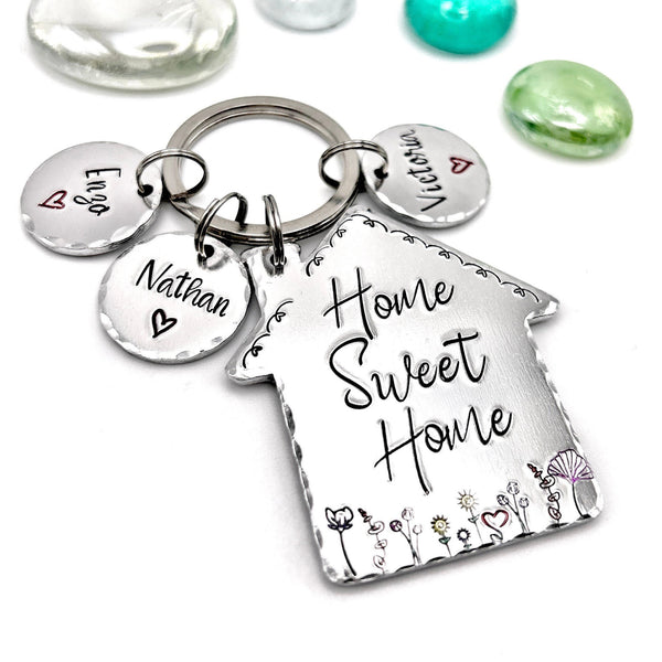 Porte Clé Gravé Home Sweet Home, Porté Clé Nouvelle Maison, Porte Clé Personnalisé, Idée Cadeau Déménagement 