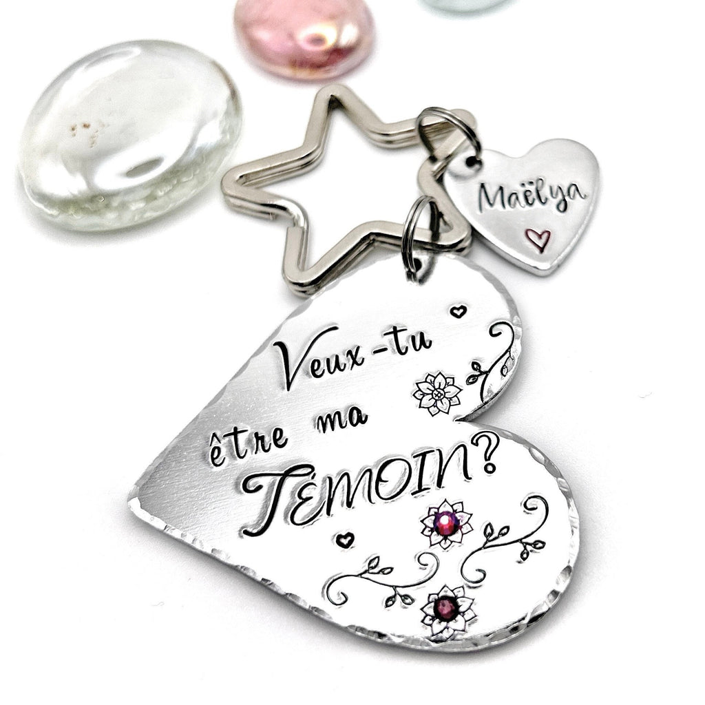 Demande Témoin, Porte Clé Gravé Témoin, Baptême Témoin, 'Veux- tu être ma Témoin?'