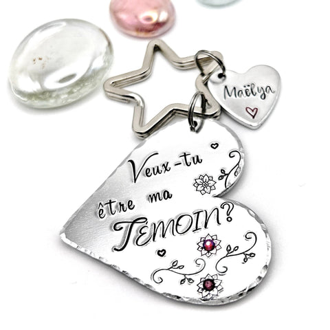 Demande Témoin, Porte Clé Gravé Témoin, Baptême Témoin, 'Veux- tu être ma Témoin?'