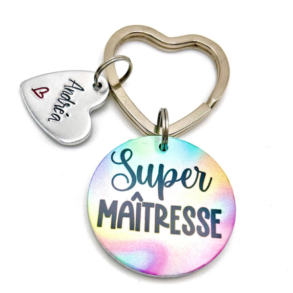 Porte Clé Personnalisé, Cadeau Maîtresse, Porte Clé Maîtresse, Super Maitresse, Merci Maîtresse, Idée Maîtresse