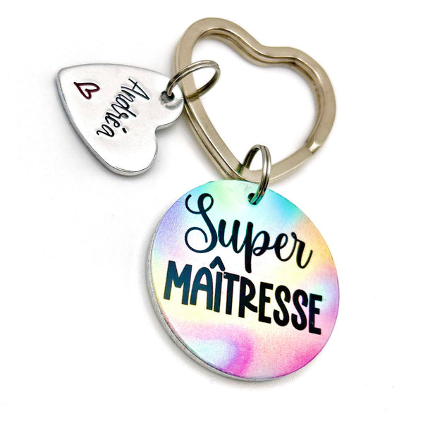Porte Clé Personnalisé, Cadeau Maîtresse, Porte Clé Maîtresse, Super Maitresse, Merci Maîtresse, Idée Maîtresse