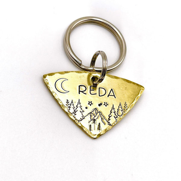 Médaille d’identification pour un petit chien | Laiton | Montagnes Nuit