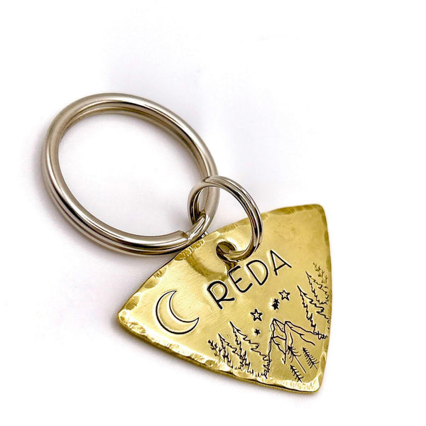 Médaille d’identification pour un petit chien | Laiton | Montagnes Nuit