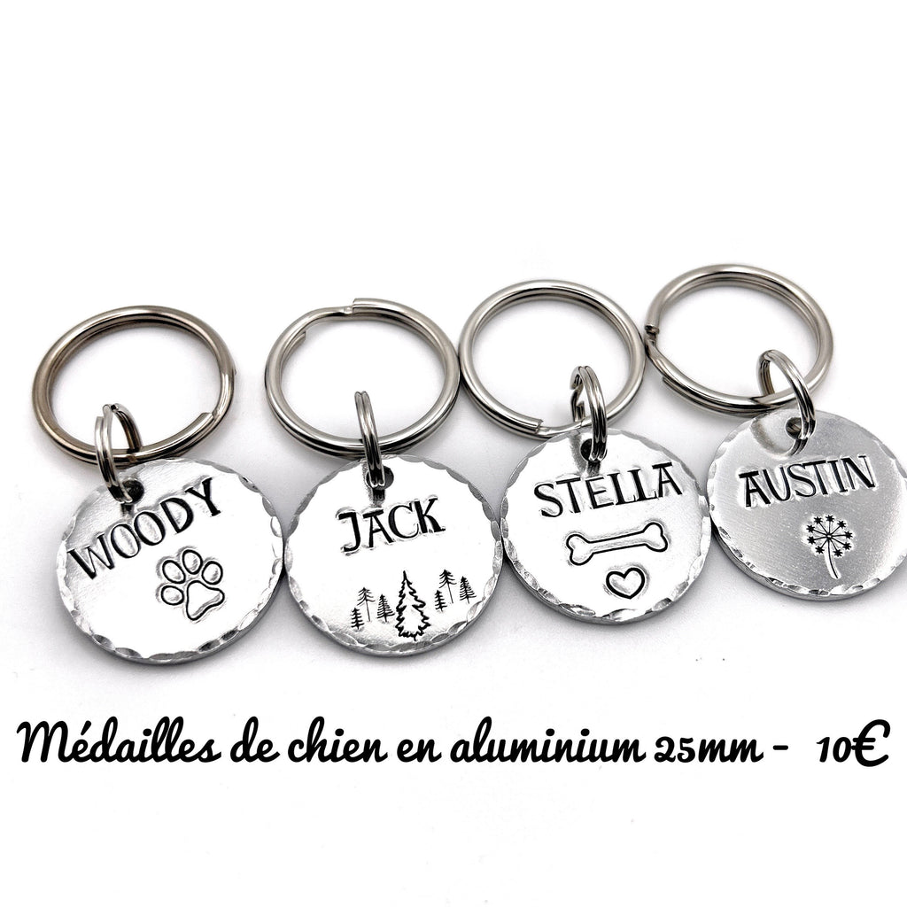 Médaille de Chien Simple, Médaille Personnalisée pour Chiot, Patte de Chien, Pissenlit