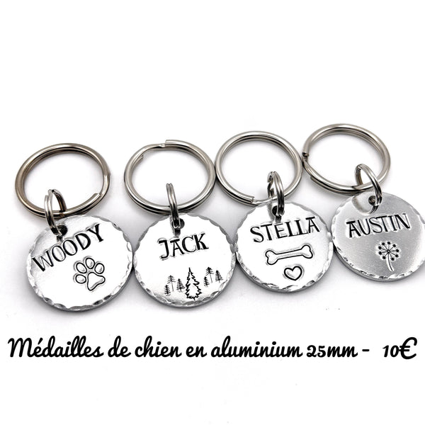 Médaille de Chien Simple, Médaille Personnalisée pour Chiot, Patte de Chien, Pissenlit