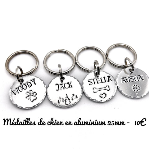 Médaille de Chien Simple, Médaille Personnalisée pour Chiot, Patte de Chien, Pissenlit