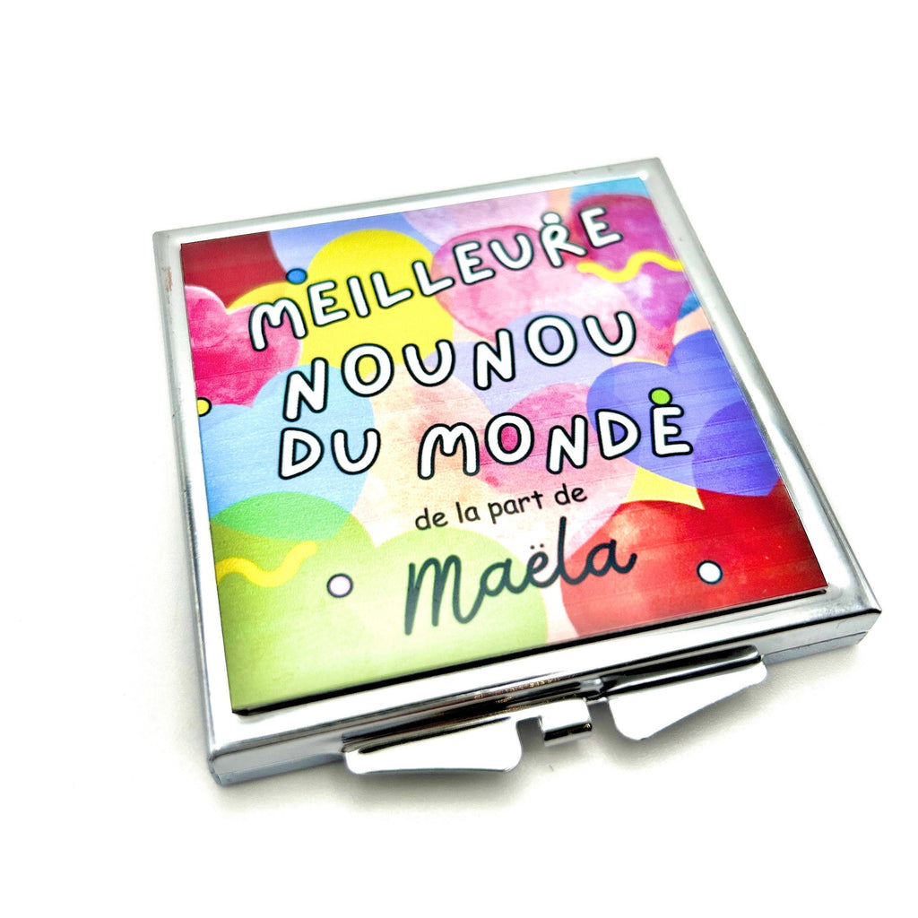 Miroir de Poche Nounou, Cadeau Nounou, Idée Nounou, Merci Nounou