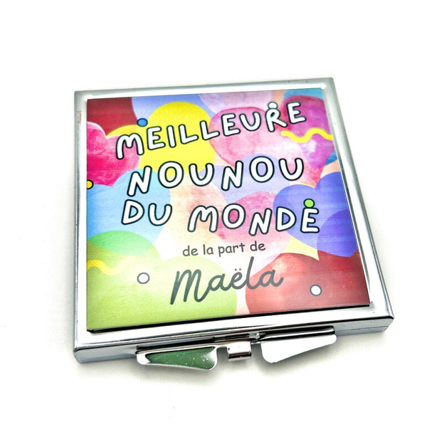 Miroir de Poche Nounou, Cadeau Nounou, Idée Nounou, Merci Nounou