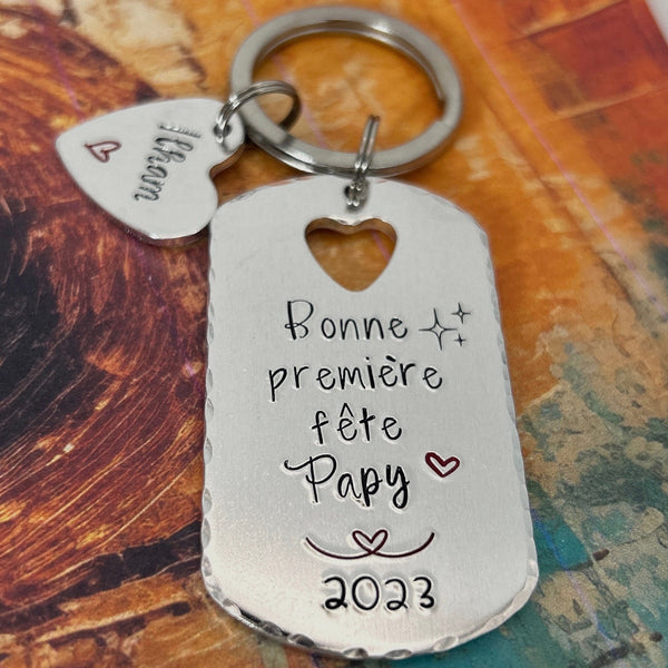 Cadeau Première Fête des Grands-Pères, Porte Clé Personnalisé Papy, Idée Fête des Papys