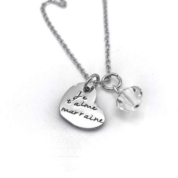 Pendentif Collier Marraine, Cadeau Baptême Marraine, Bijou Marraine, Demande Marraine