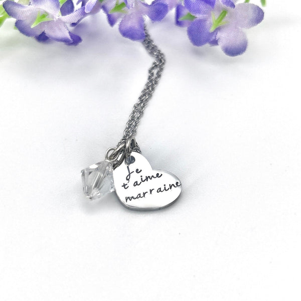 Pendentif Collier Marraine, Cadeau Baptême Marraine, Bijou Marraine, Demande Marraine