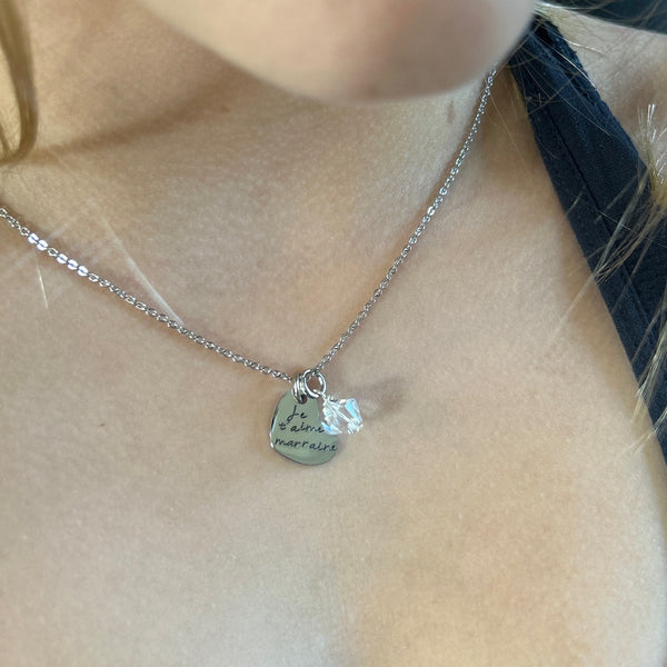 Pendentif Collier Marraine, Cadeau Baptême Marraine, Bijou Marraine, Demande Marraine