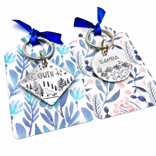 Custom Dog Identification Tag, Personalized Pet ID Tag, Dog Tag with Sunflowers