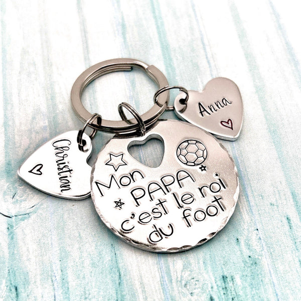 Porte Clé Papa, Cadeau Papa Noël, Idée Fête des Pères, Cadeau Foot Papa
