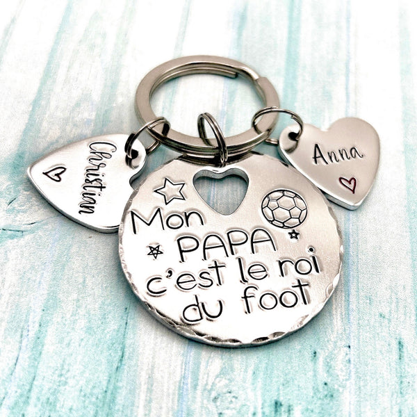 Porte Clé Papa, Cadeau Papa Noël, Idée Fête des Pères, Cadeau Foot Papa