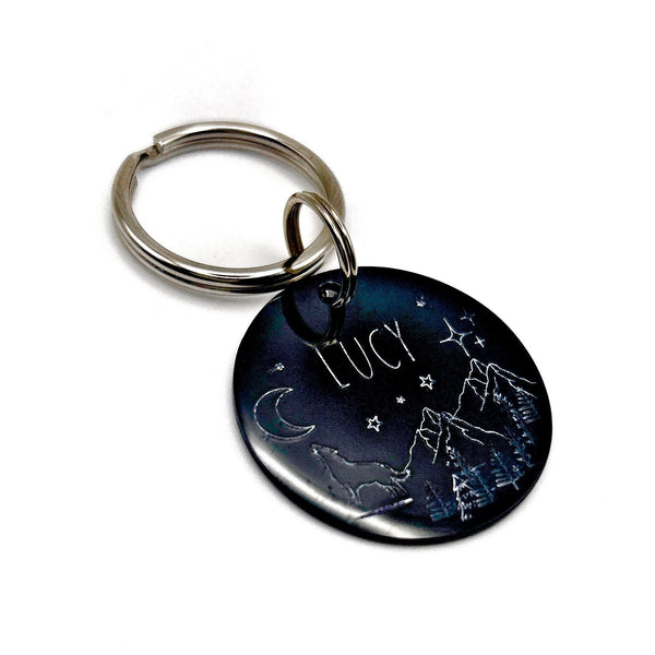 Médaillon d'identité Chien, Médaillon Personnalisé, Médaille Chien Montagne, Noir Médaillon Chien