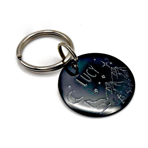 Médaillon d'identité Chien, Médaillon Personnalisé, Médaille Chien Montagne, Noir Médaillon Chien