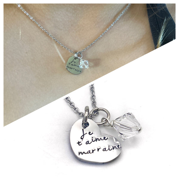 Pendentif Collier Marraine, Cadeau Baptême Marraine, Bijou Marraine, Demande Marraine