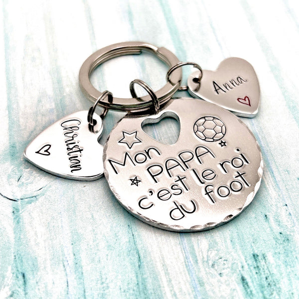 Porte Clé Papa, Cadeau Papa Noël, Idée Fête des Pères, Cadeau Foot Papa