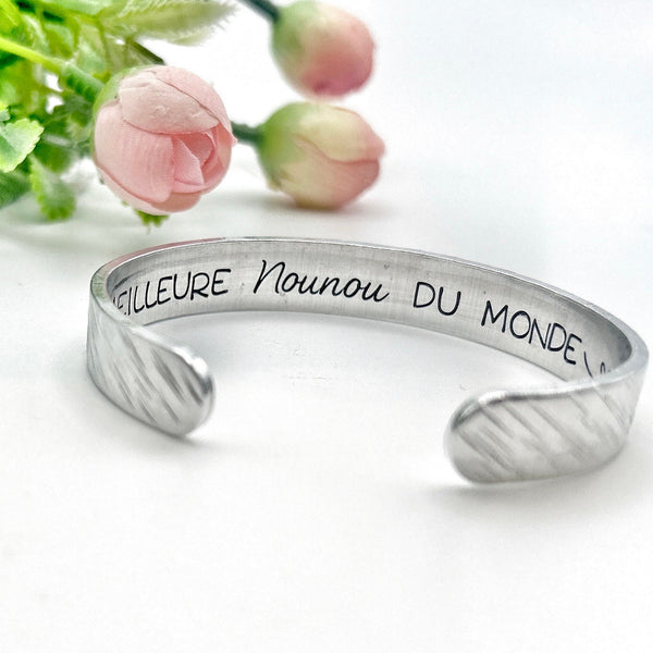 Cadeau Nounou, Bijou Nounou, Nounou en Or, Bracelet Jonc Nounou, Idée Nounou