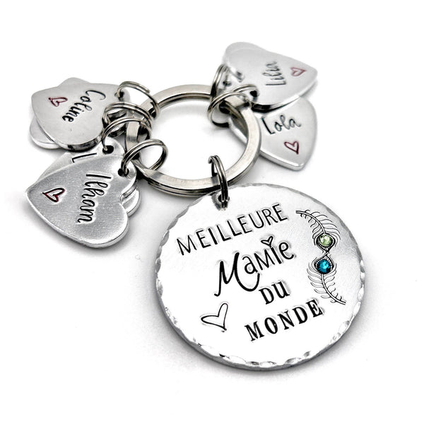 Porte Clé Mamie, Idée Cadeau Mamie, Cadeau Prénoms Enfants Mamie, Cadeau Mamie, Fête des Grand-Mères