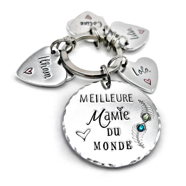 Porte Clé Mamie, Idée Cadeau Mamie, Cadeau Prénoms Enfants Mamie, Cadeau Mamie, Fête des Grand-Mères