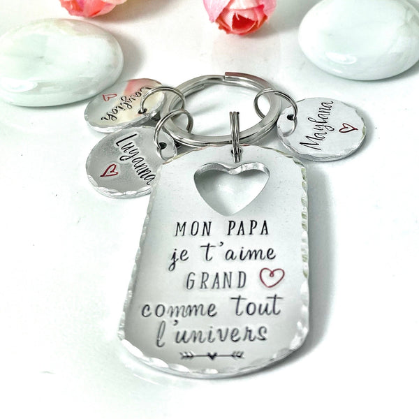 Cadeau Papa Fêtes des Pères, Porte Clef pour Papa, Porte Clé avec Noms