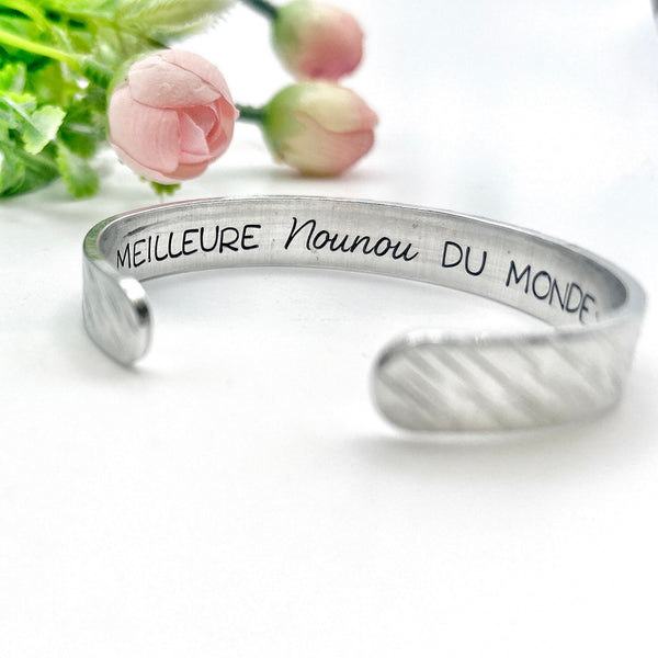 Cadeau Nounou, Bijou Nounou, Nounou en Or, Bracelet Jonc Nounou, Idée Nounou
