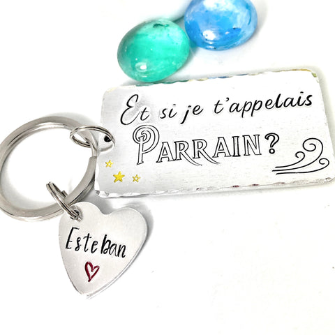 Demande Parrain, Porte Clé Parrain, Porte Clé Gravé Message Personnalisé, Et si je t'appelais Parrain?, Cadeau Parrain