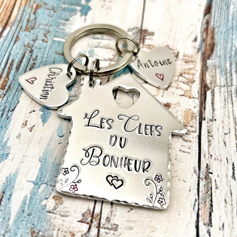 Porte Clé Les Clefs du Bonheur, Porte-clés Bienvenue Chez Soi, Cadeau Nouvelle Maison