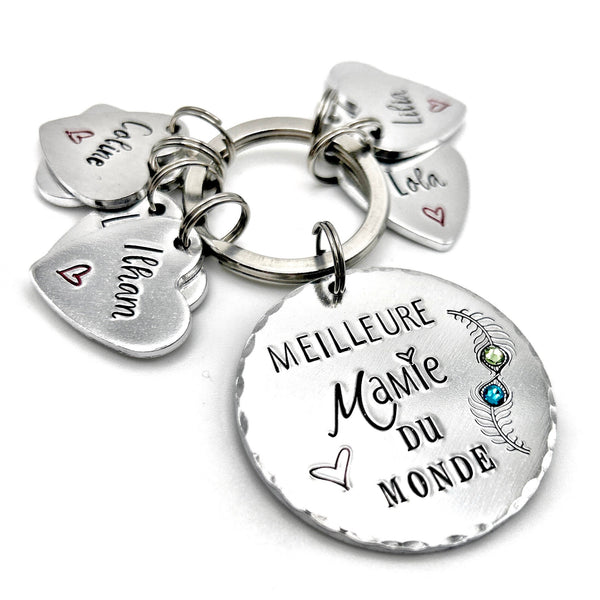 Porte Clé Mamie, Idée Cadeau Mamie, Cadeau Prénoms Enfants Mamie, Cadeau Mamie, Fête des Grand-Mères