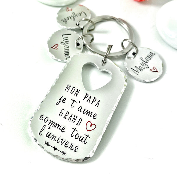 Cadeau Papa Fêtes des Pères, Porte Clef pour Papa, Porte Clé avec Noms