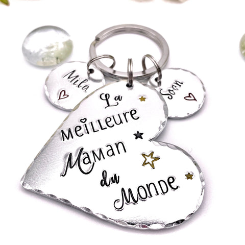 Personalised French Maman Keychain, Custom Keyring Maman