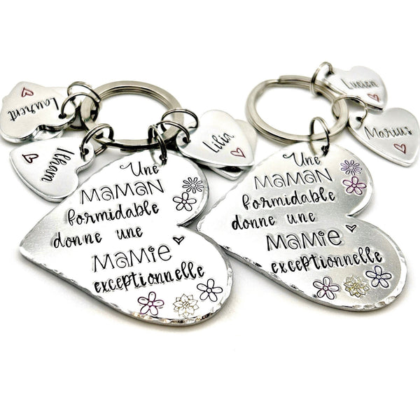 Cadeau Fête des Grand-Mères, Porte Clé Maman Formidable Mamie Exceptionnelle, Porte Clef Mamie