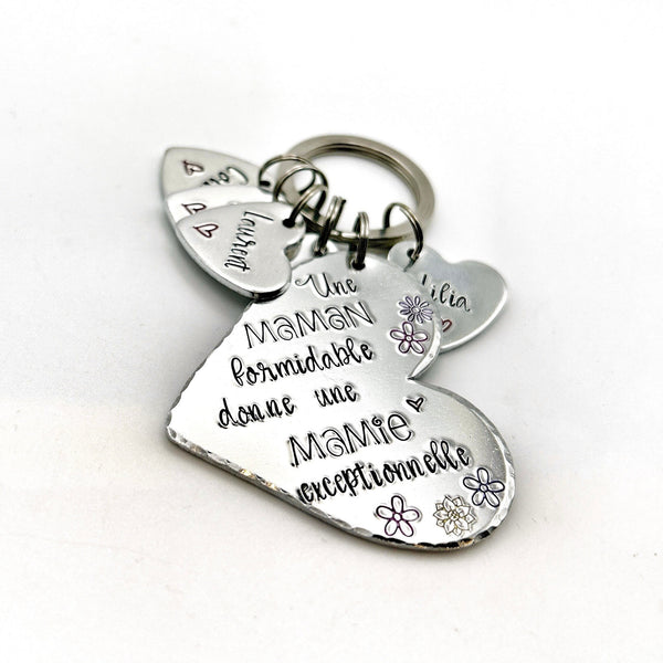 Cadeau Fête des Grand-Mères, Porte Clé Maman Formidable Mamie Exceptionnelle, Porte Clef Mamie